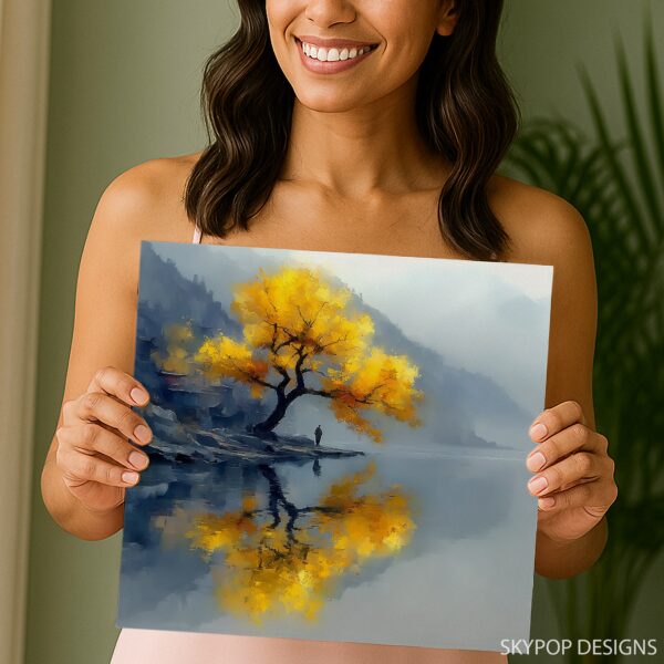 Golden Tree Reflection Art