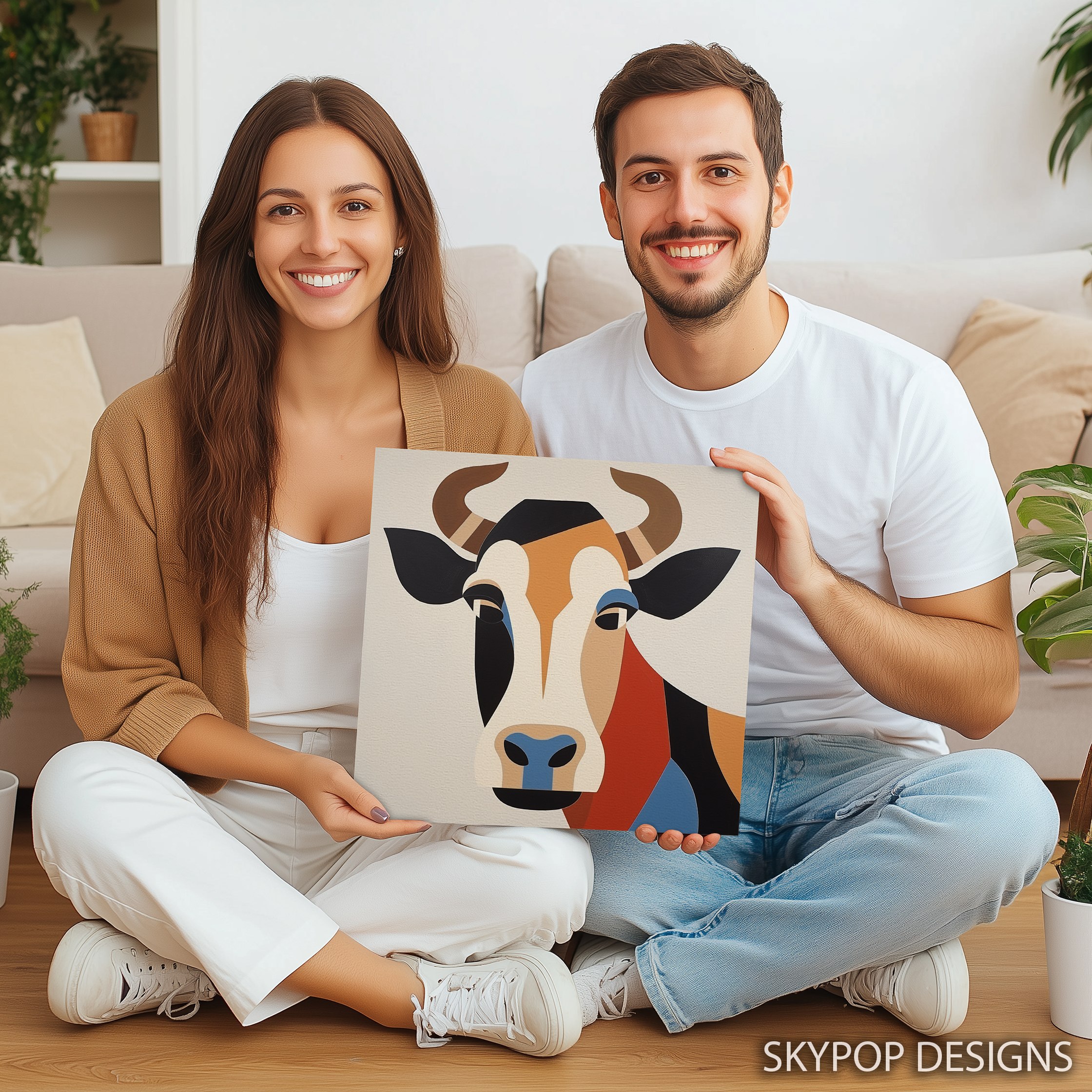 9.jpg Geometric Cow Art
