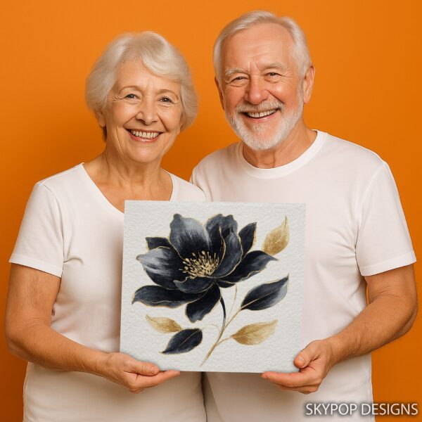 Black Gold Lotus Art