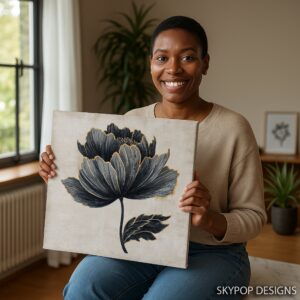 Black Gold Peony Art