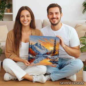 Snowy Mountain Sunset Art