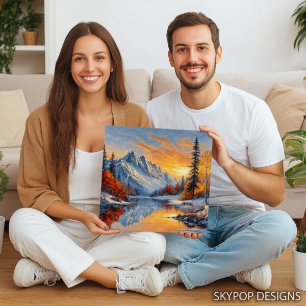 Snowy Mountain Sunset Art