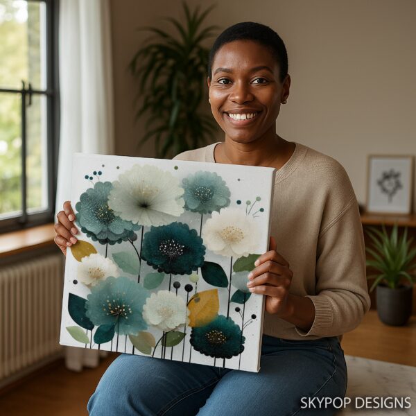 Teal Bloom Art