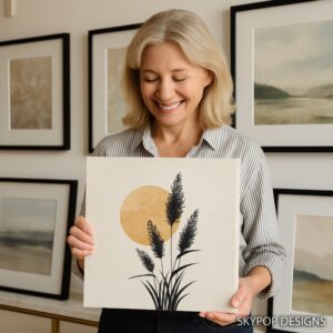 Sunset Grass Silhouette Art