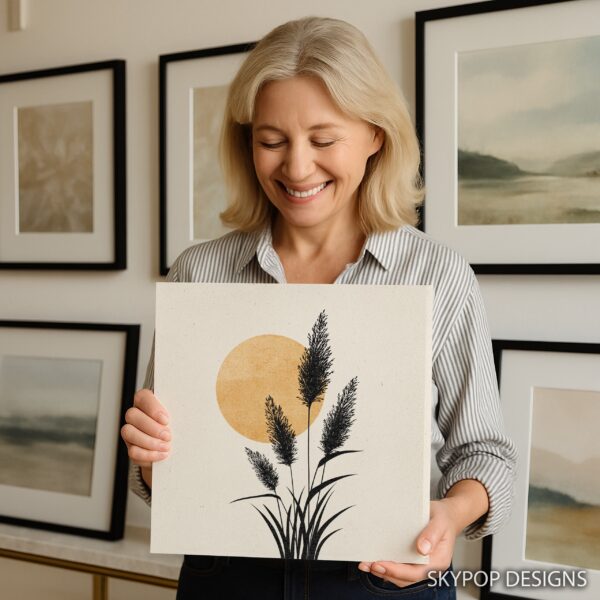 Sunset Grass Silhouette Art