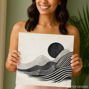 Waves and Sun Abstract Art