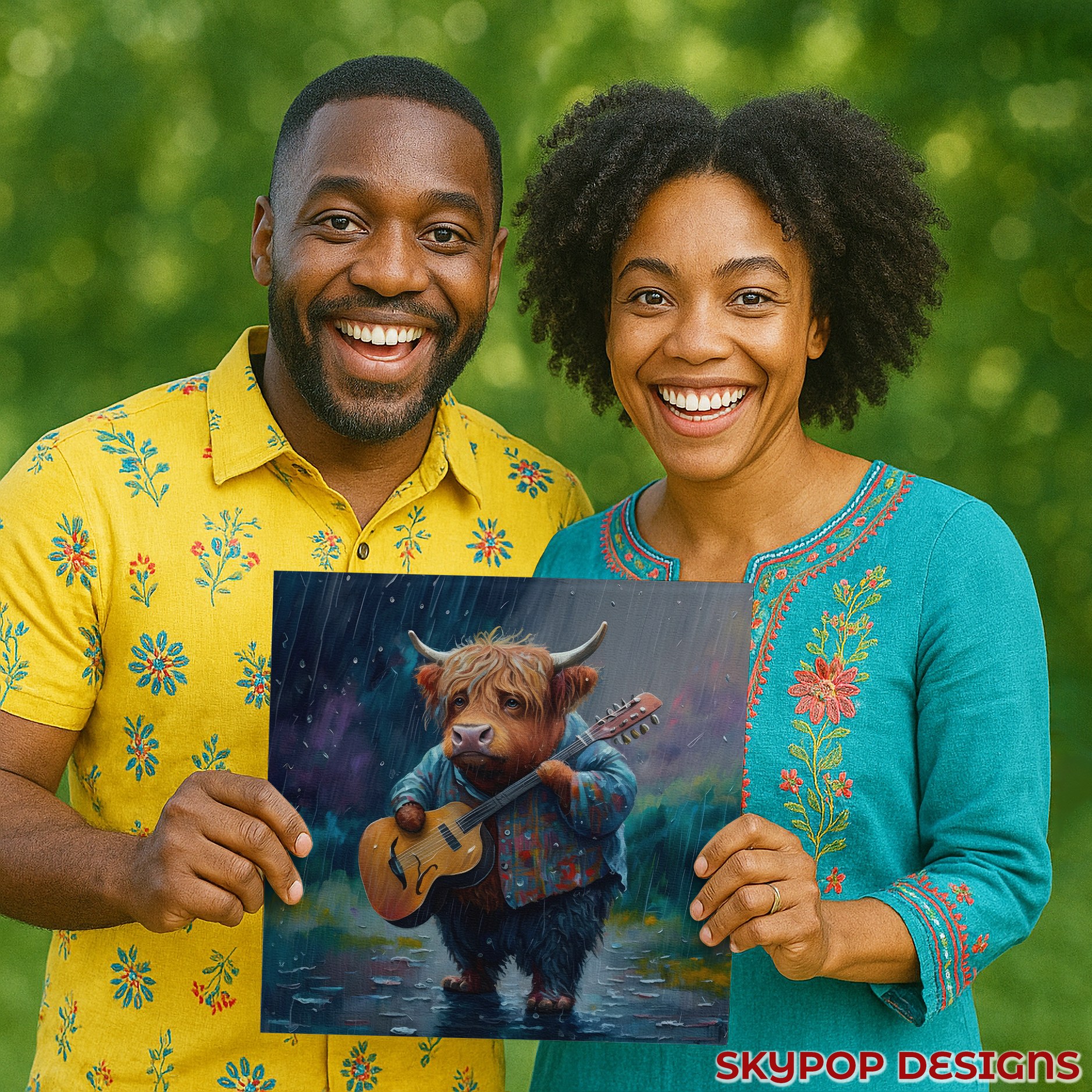 9.jpg Highland Cow Guitarist Art