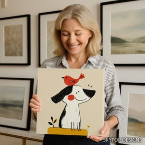 Dog and Bird Friend Art
