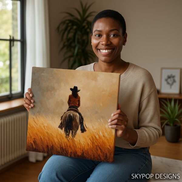 Cowgirl Sunset Ride Art