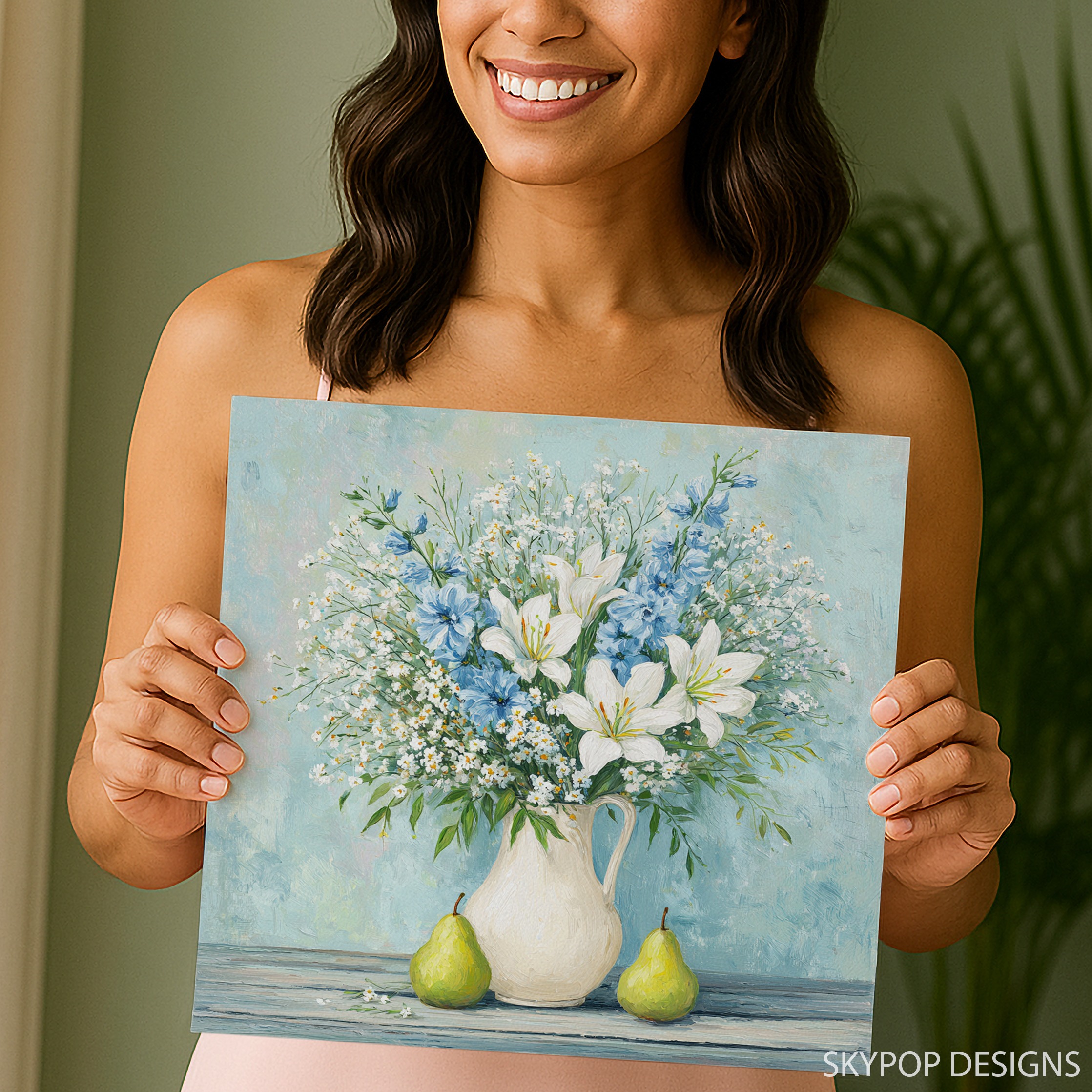 9.jpg Blue and White Floral Bouquet Art