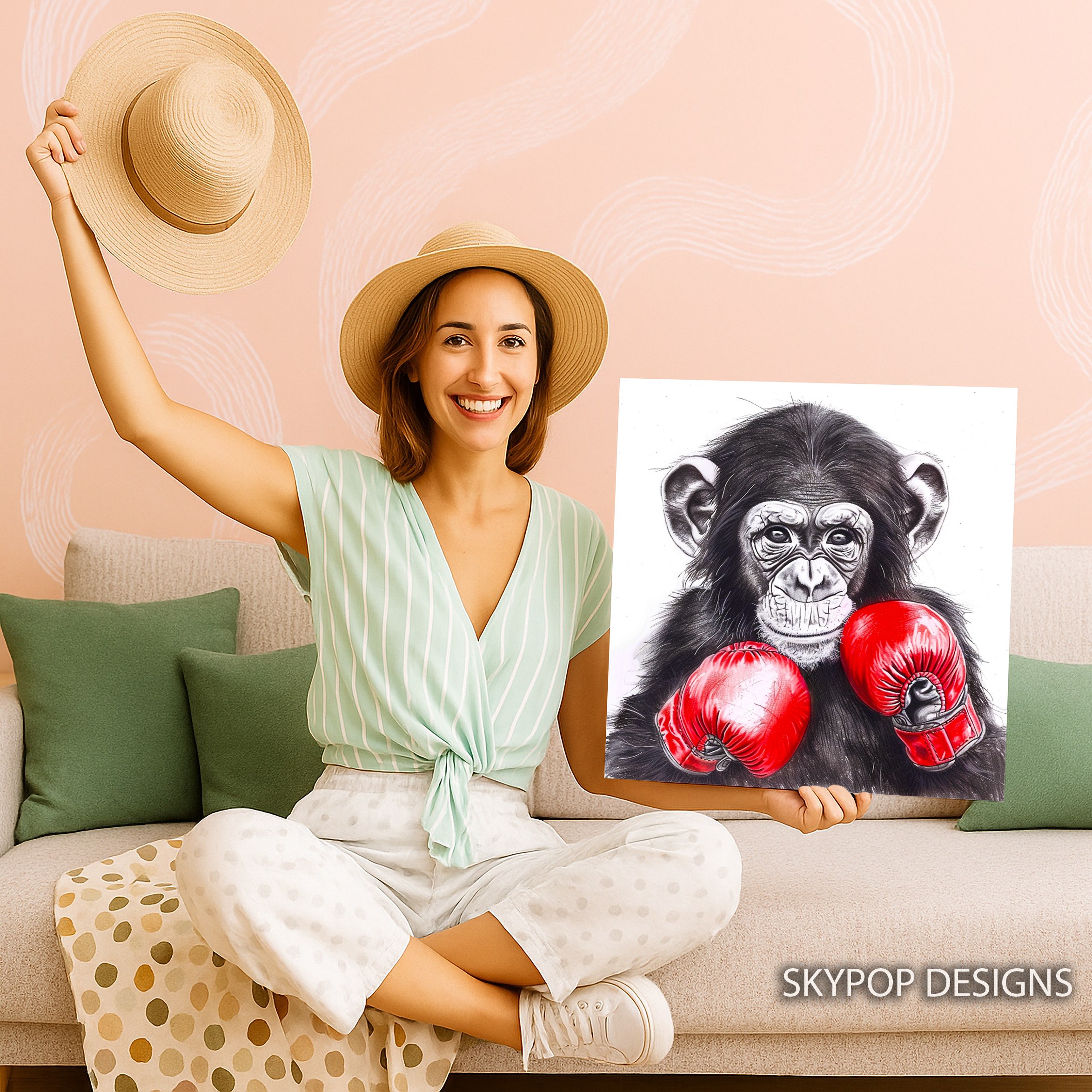 9.jpg Chimpanzee Boxing Art