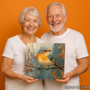 Orange Bird Branch Art