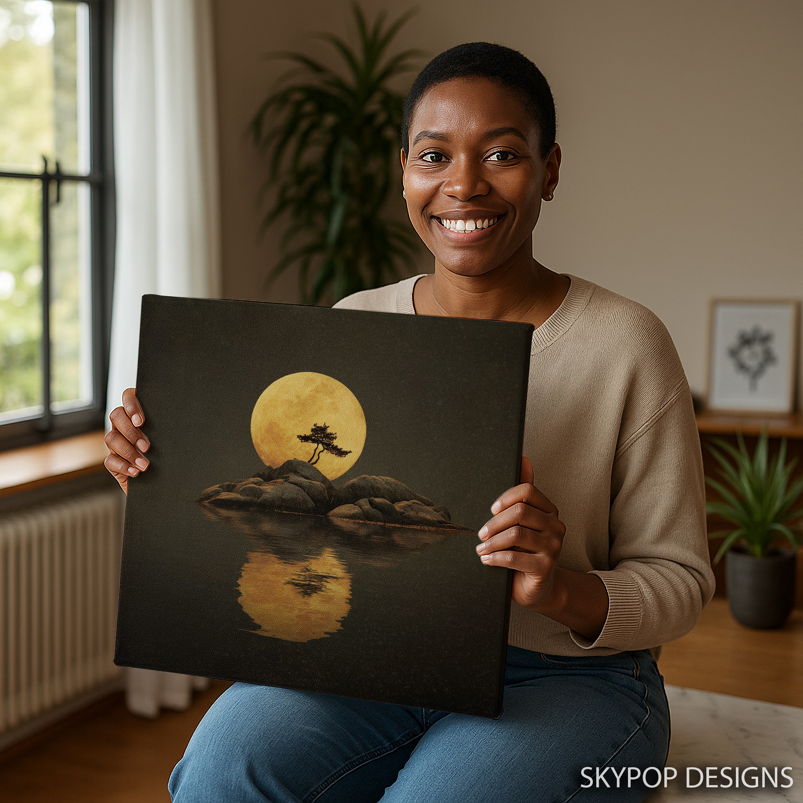 9.jpg Lone Tree Moon Reflection Art
