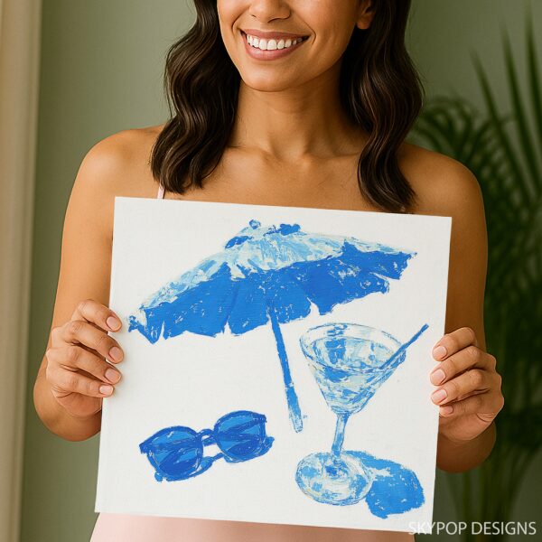 Blue Beach Umbrella Art