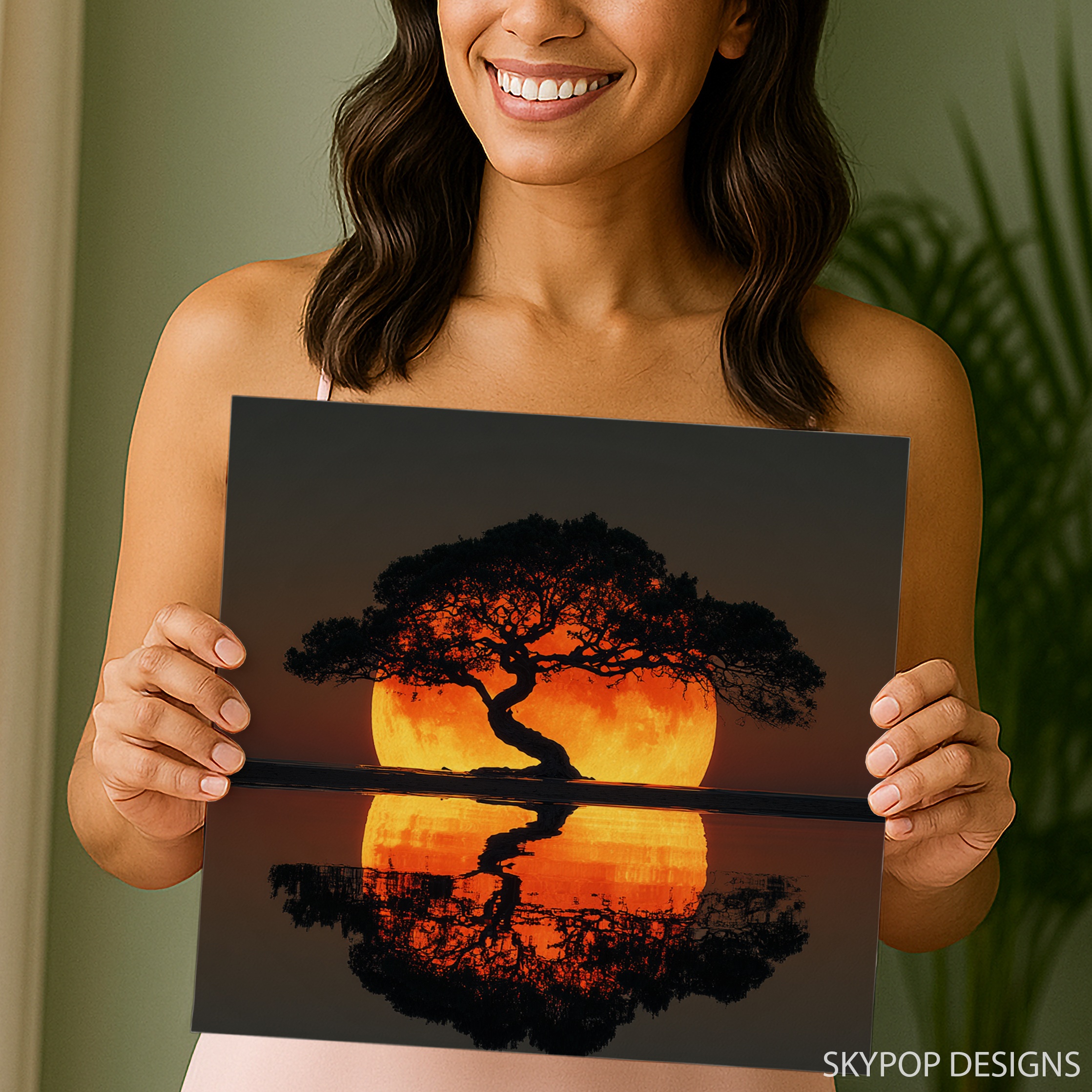 9.jpg Sunset Tree Reflection Art