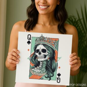 Queen of Spades Skull Art