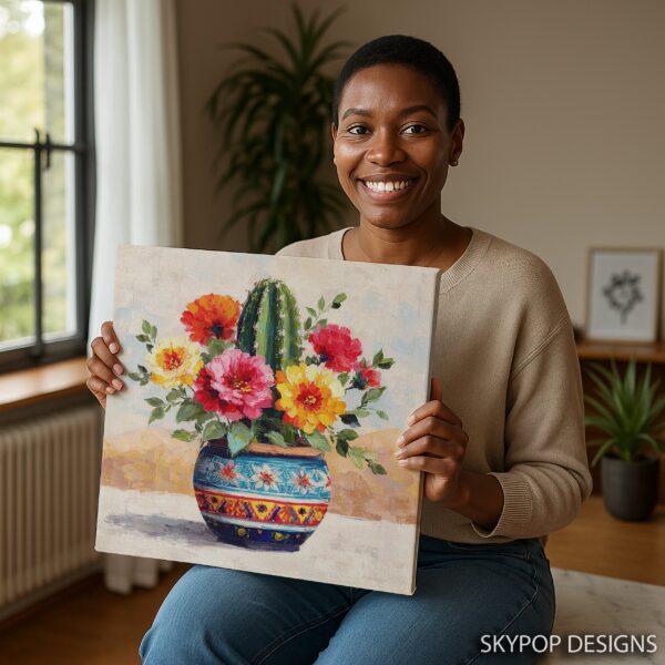 Cactus and Wildflower Bouquet Art
