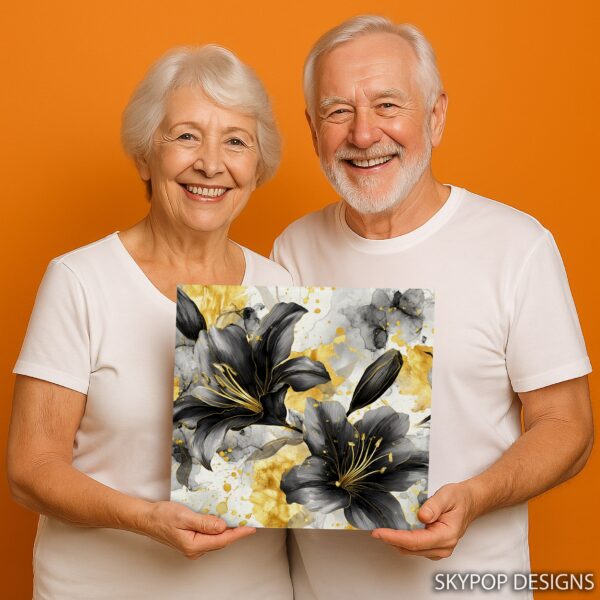 Elegant Black and Gold Lily Art
