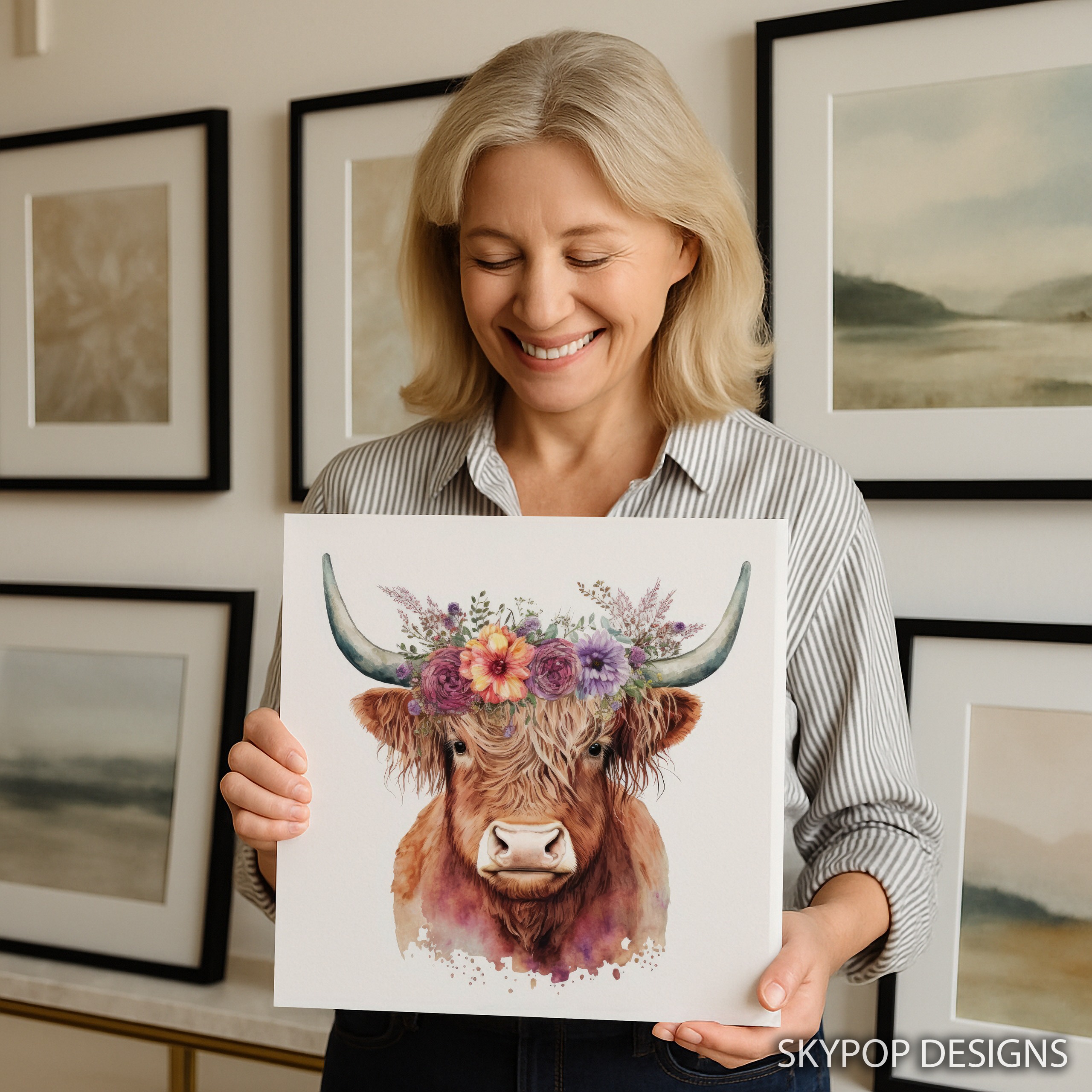 9.jpg Highland Cow Floral Crown Art