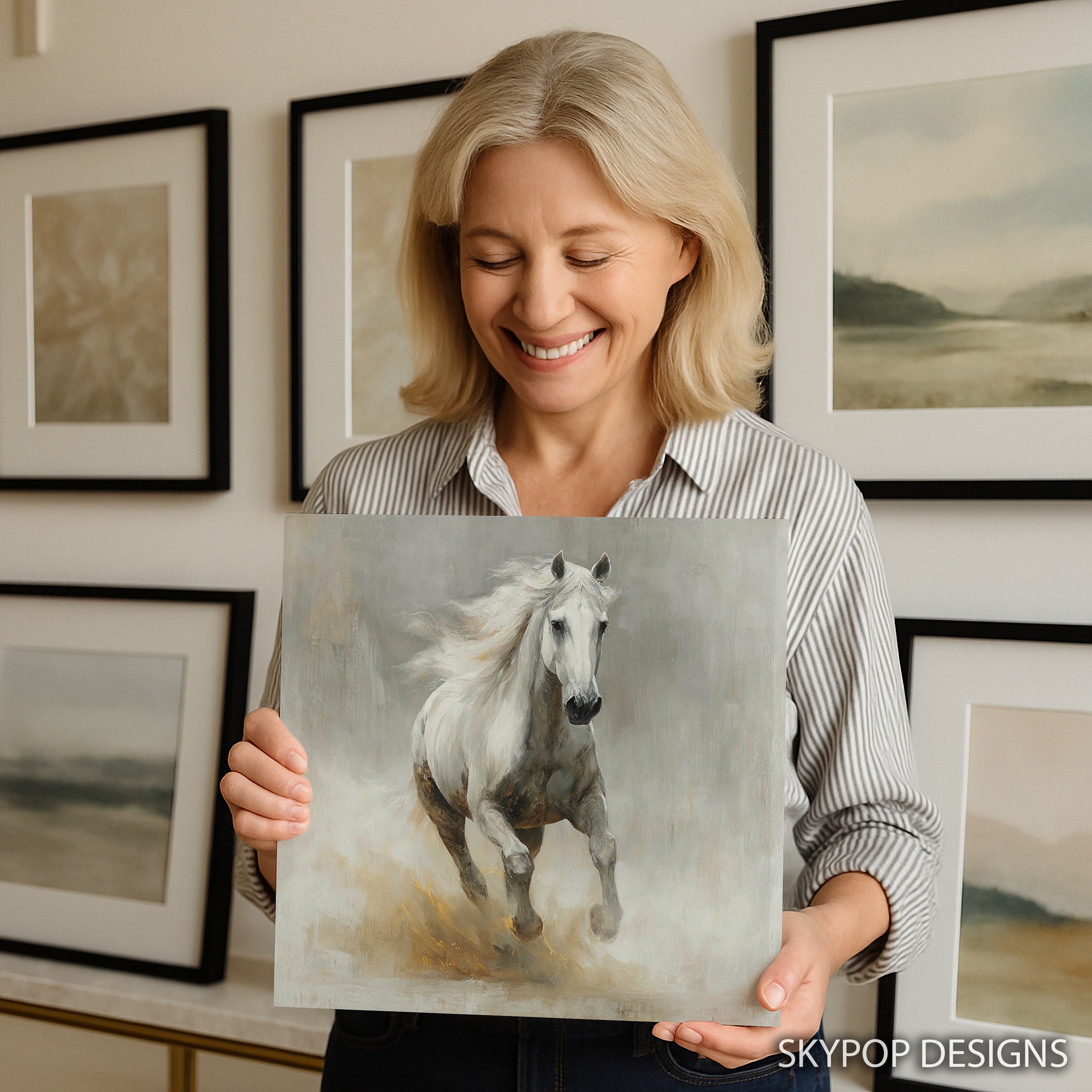 9.jpg White Horse Galloping Art