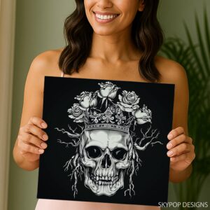 Royal Skull Rose Crown Art