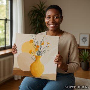 Golden Blossoms Vase Art