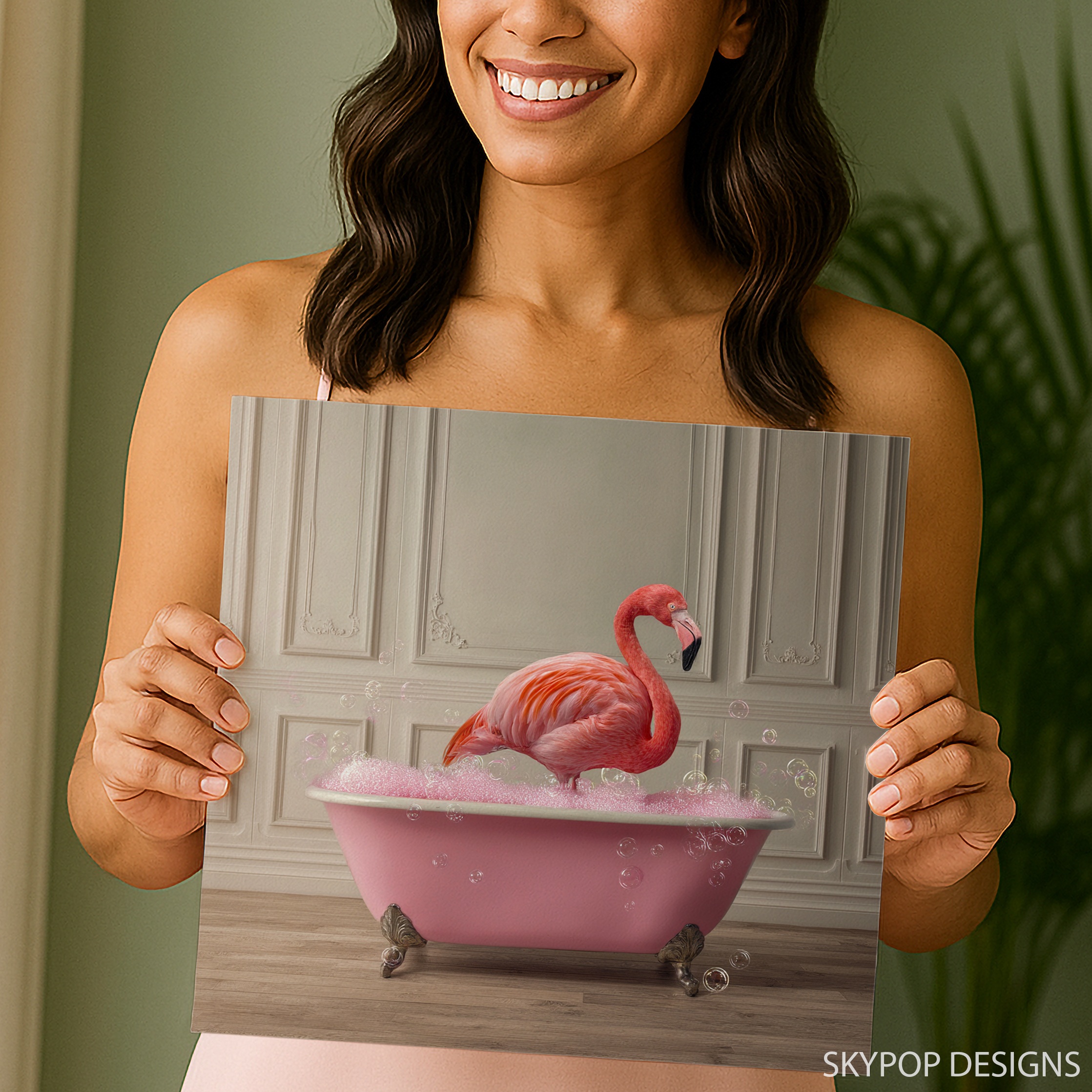 9.jpg Flamingo Bubble Bath Art