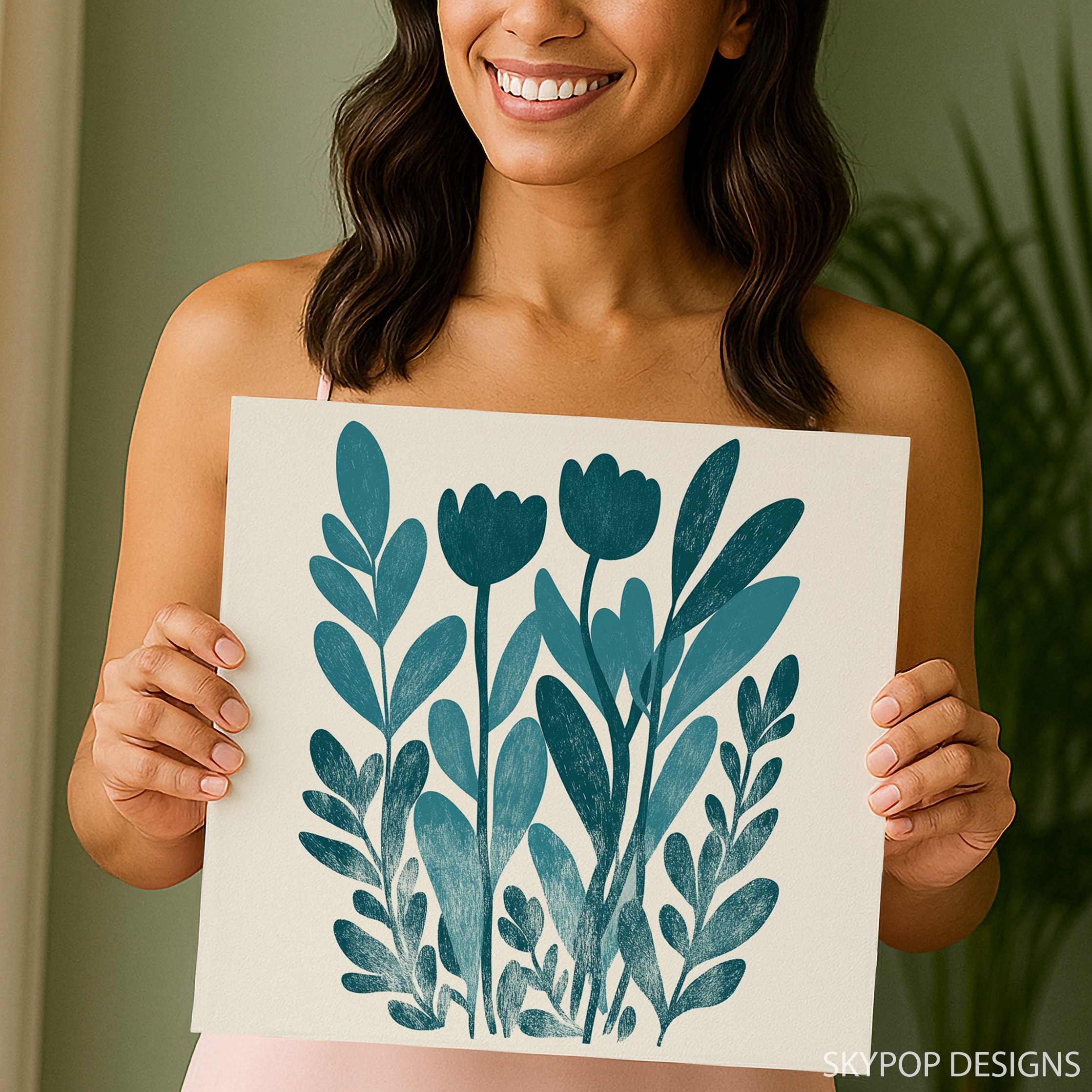 9.jpg Teal Tulip Art