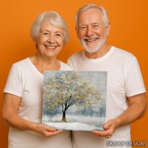 Golden Winter Tree Art