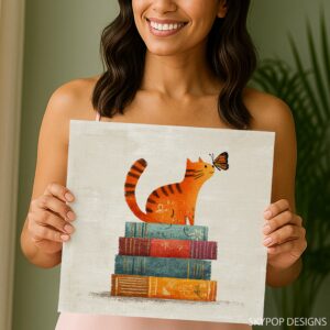 Cat and Butterfly Book Art