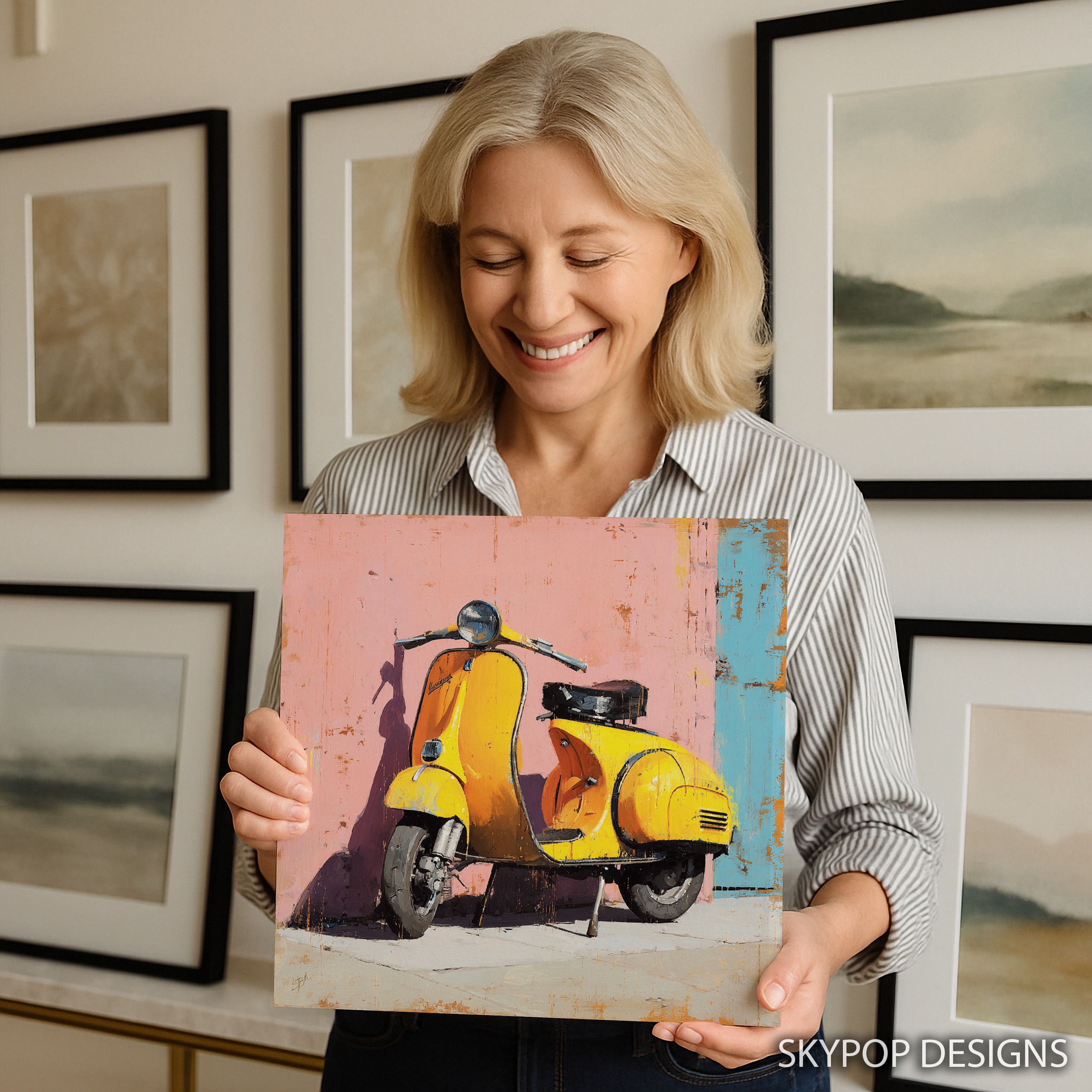 9.jpg Yellow Vespa Scooter Art