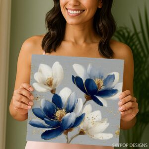 Blue and Gold Floral Art