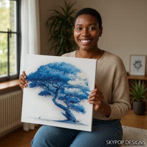 Blue Tree Bird Art