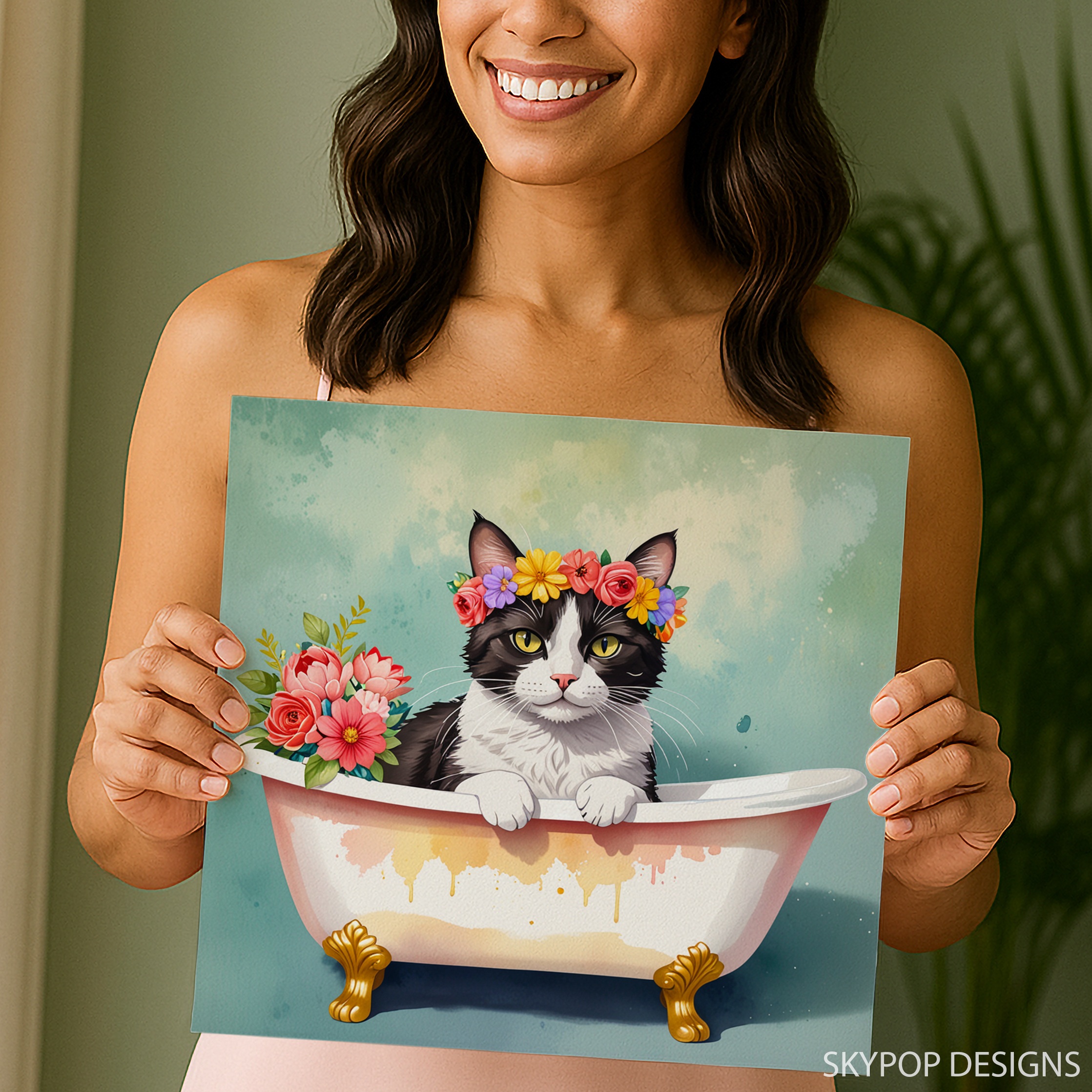 9.jpg Cat Bathtub Flower Art