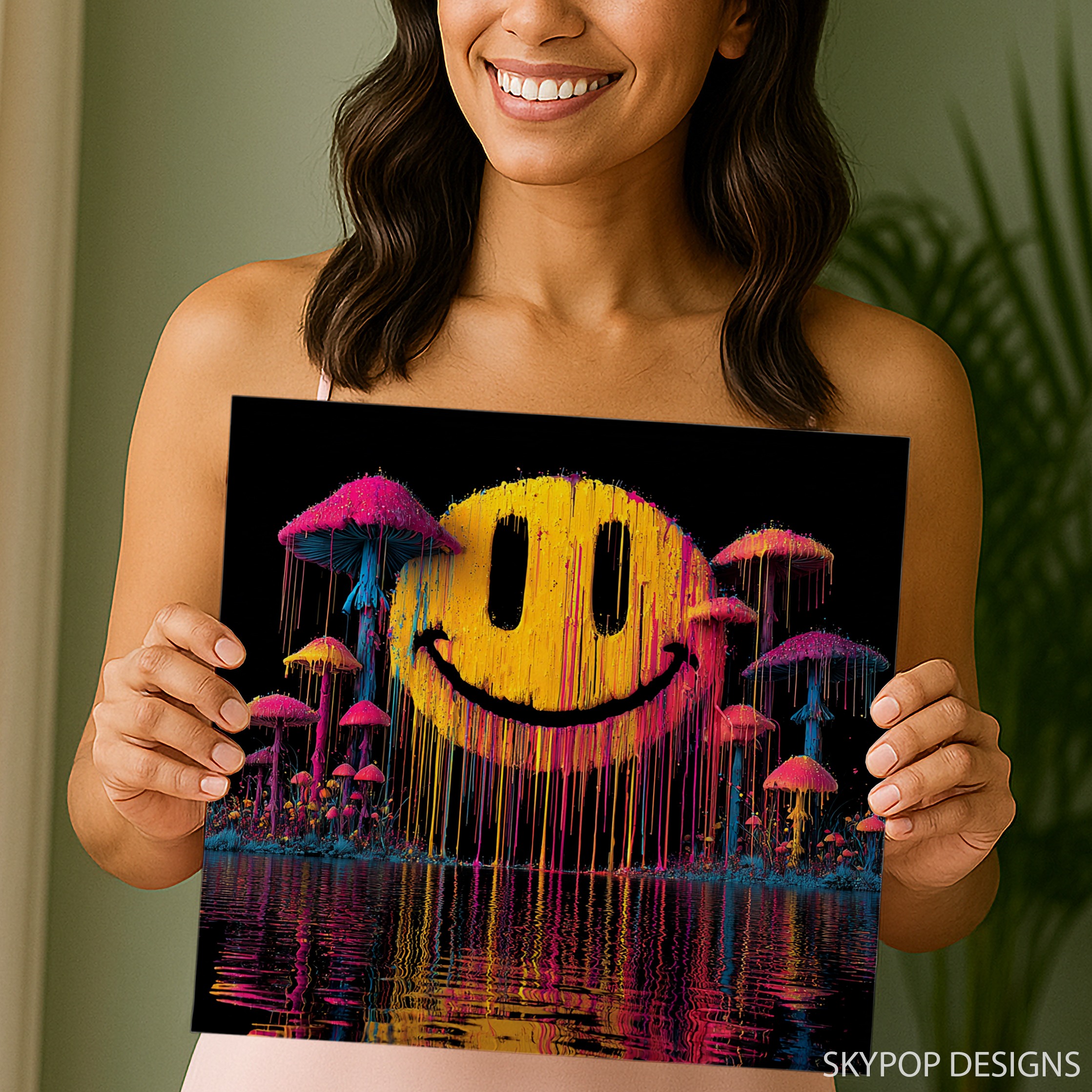 9.jpg Psychedelic Smiley Mushroom Art