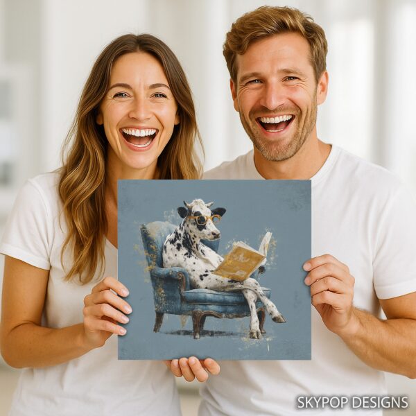 Cow Reading Book Art