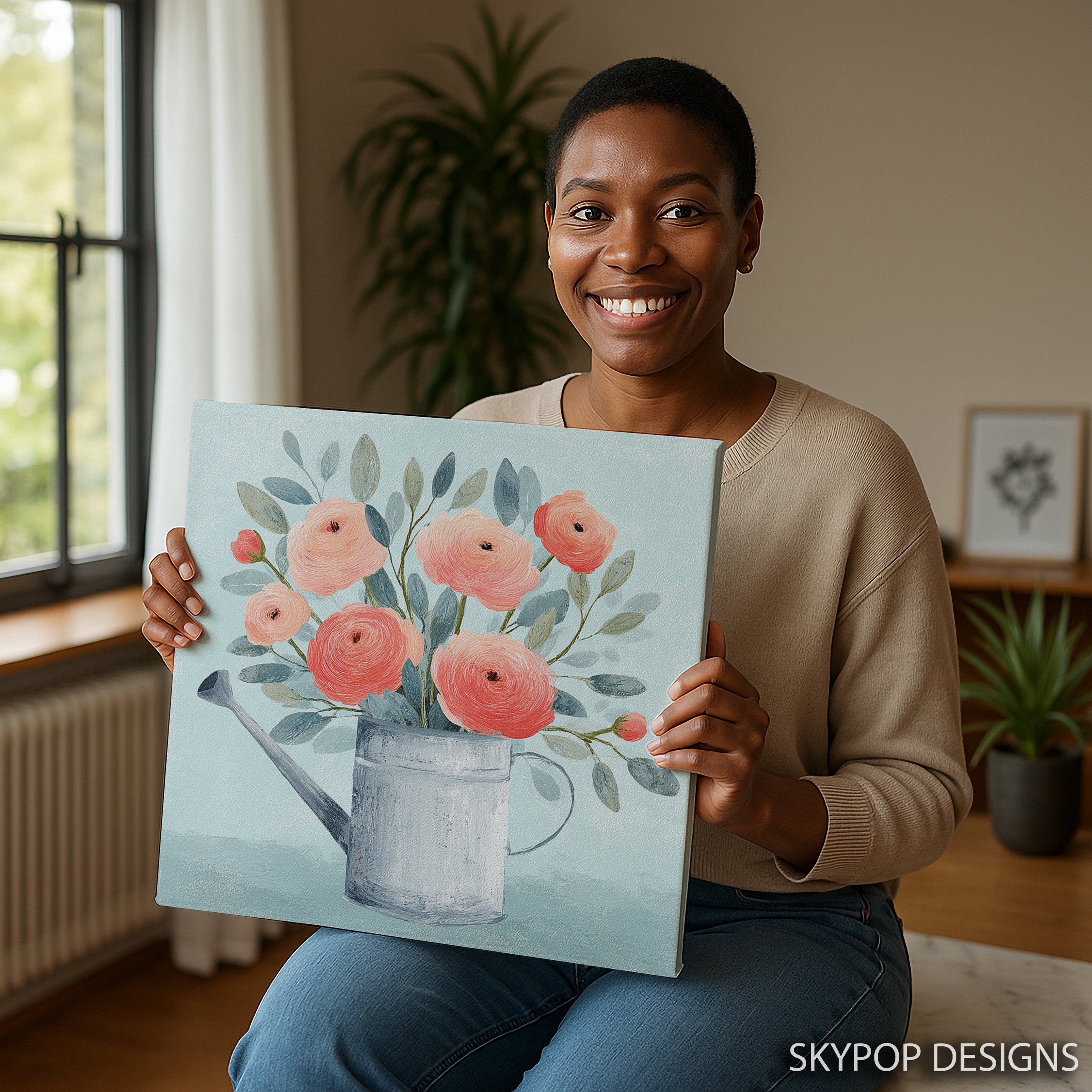 9.jpg Watering Can Bouquet Art