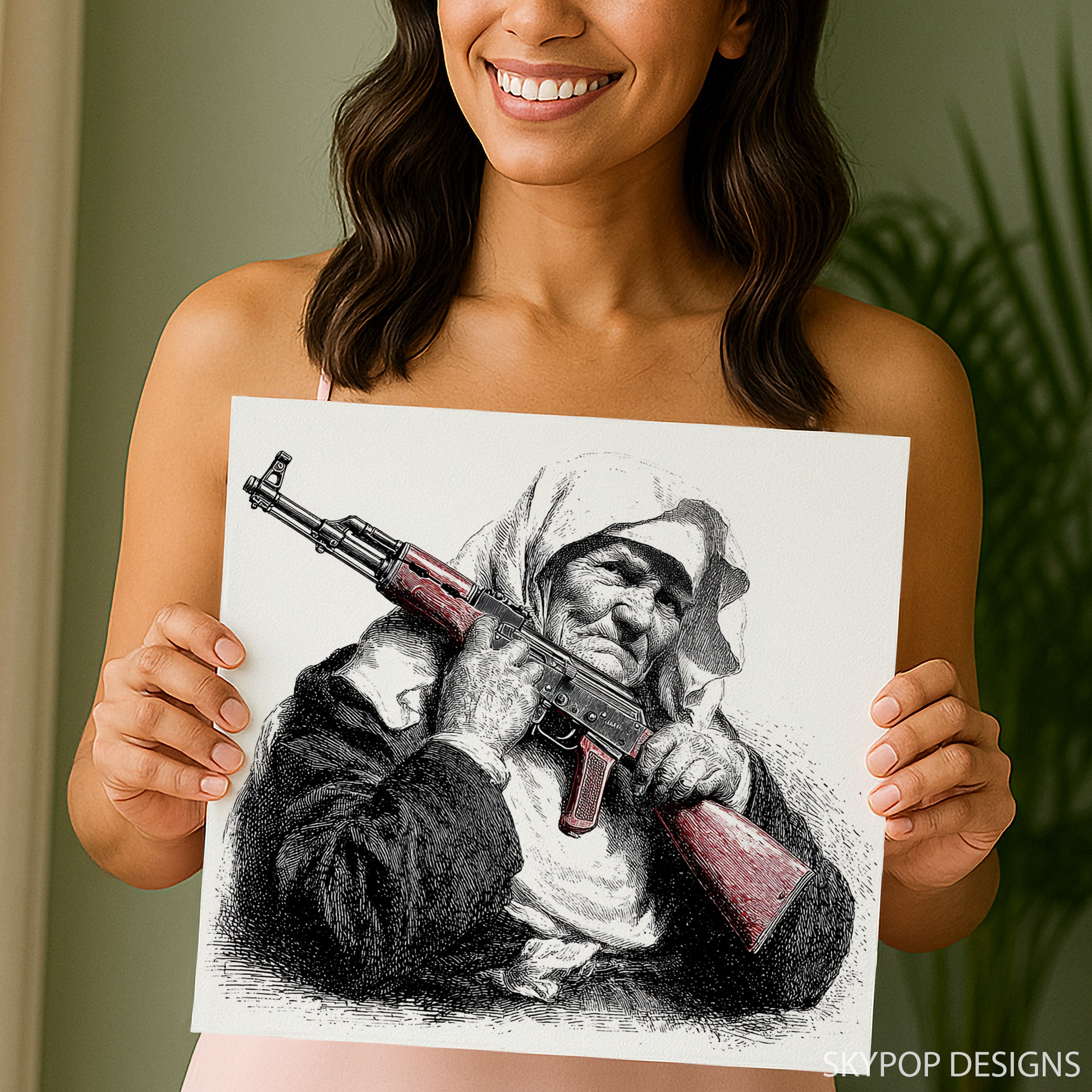 9.jpg Elderly Woman with Gun Art