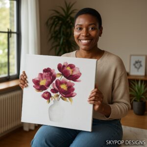 Burgundy Peony Bouquet Art