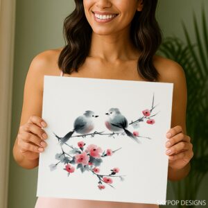 Bird Cherry Blossom Art