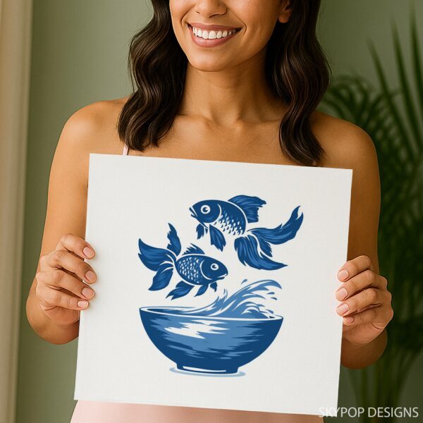 Blue Fish Bowl Art