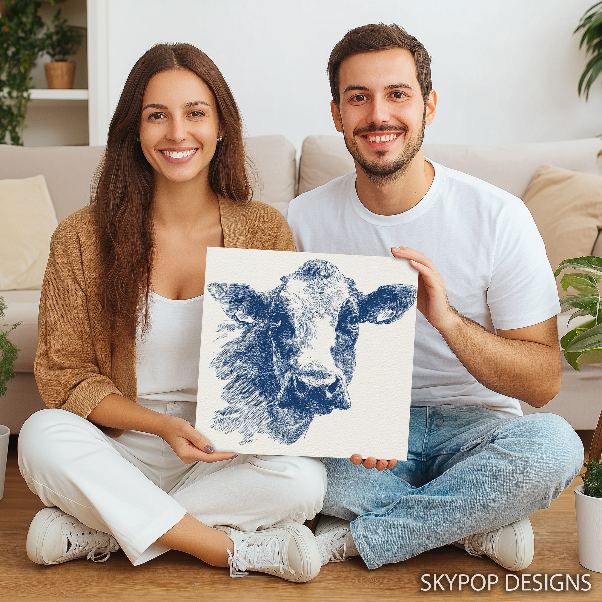 9.jpg Blue Cow Face Art