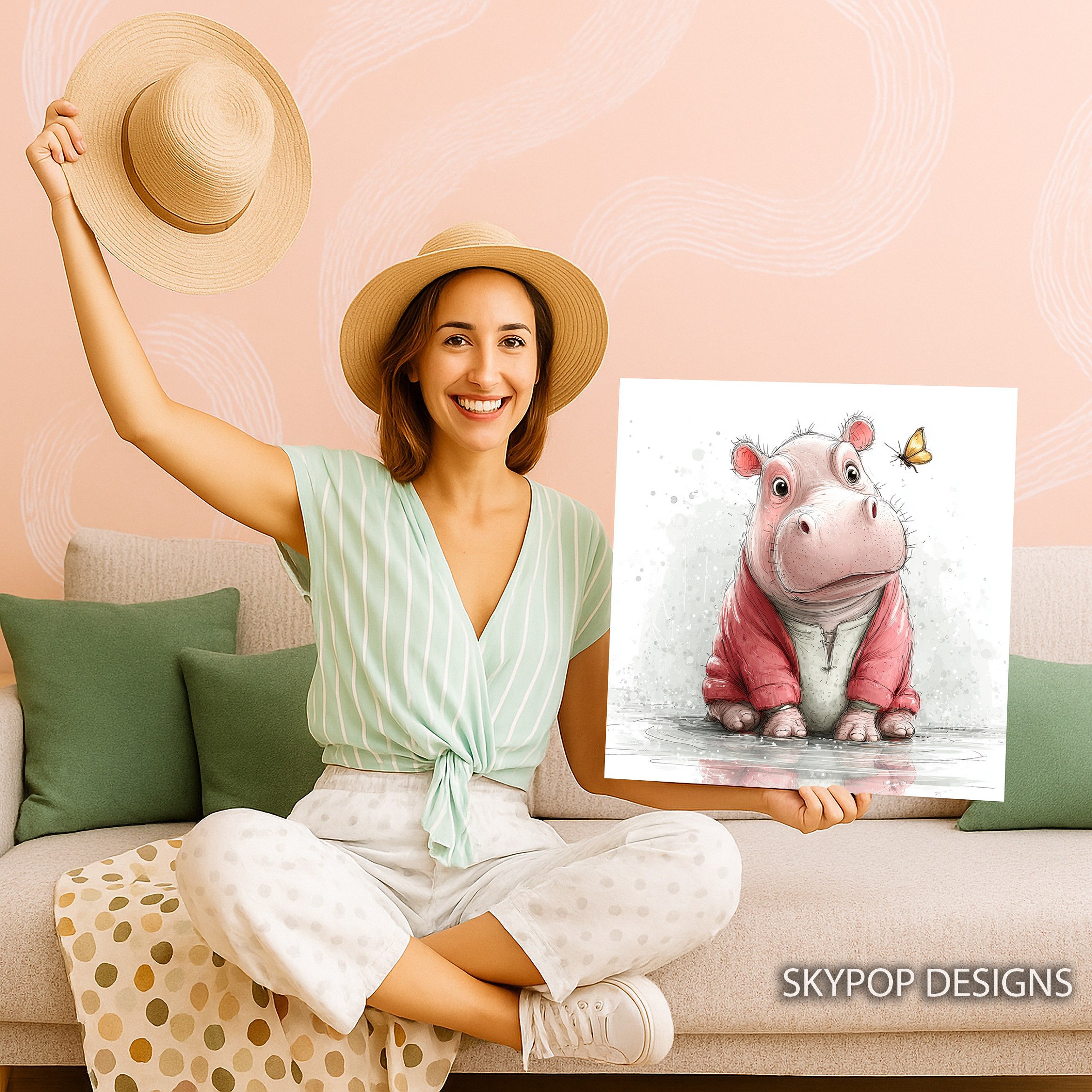 9.jpg Hippo Butterfly Art