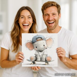 Elephant Skateboard Art