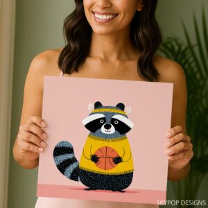 Raccoon Basketball Art