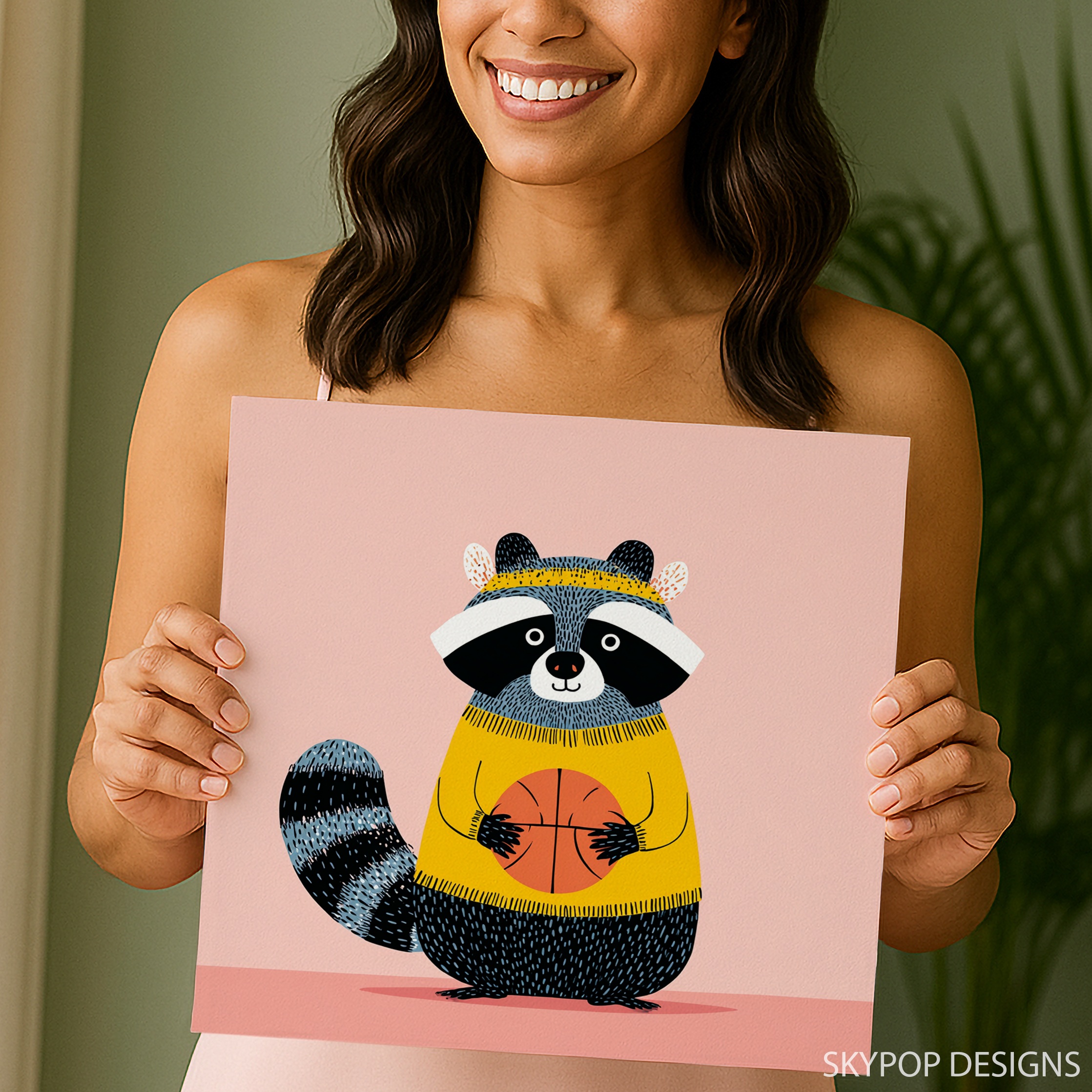 9.jpg Raccoon Basketball Art