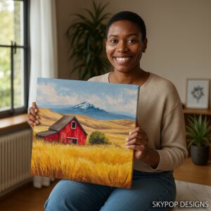 Mountain Barn Landscape Art