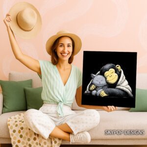Monkey Cat Cuddle Art