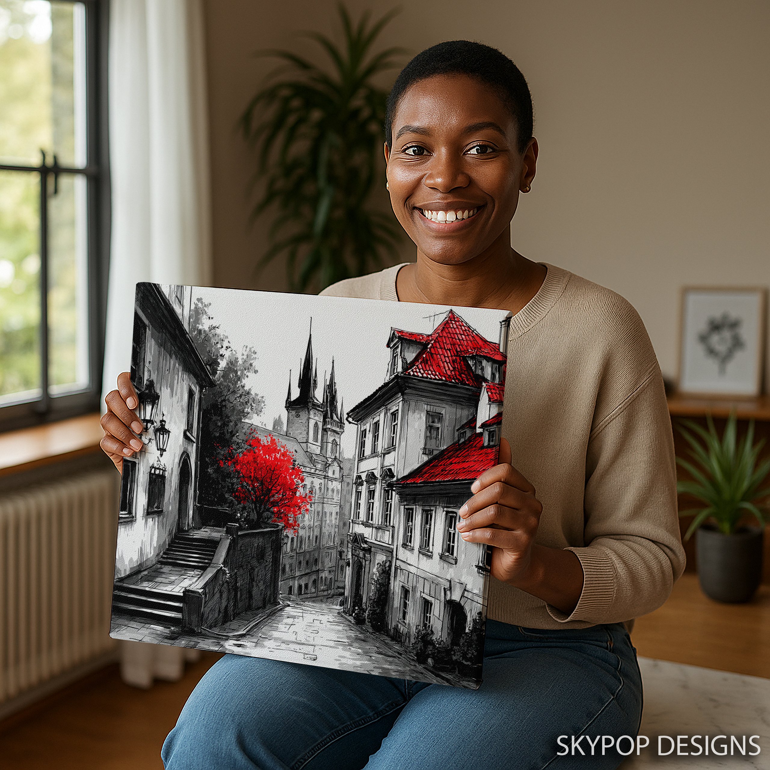 9.jpg Red Roofed Prague Cityscape Art