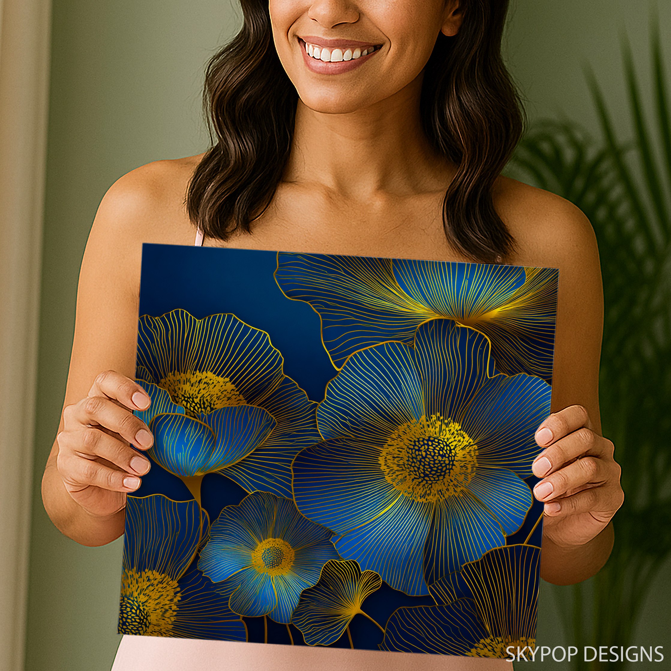 9.jpg Golden Blue Floral Art